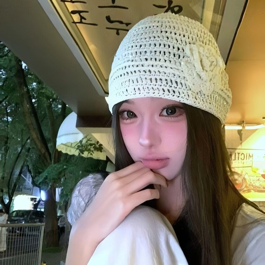 细闪花朵针织包头帽子女春夏百搭保暖冷帽氛围感显脸小毛线套头帽