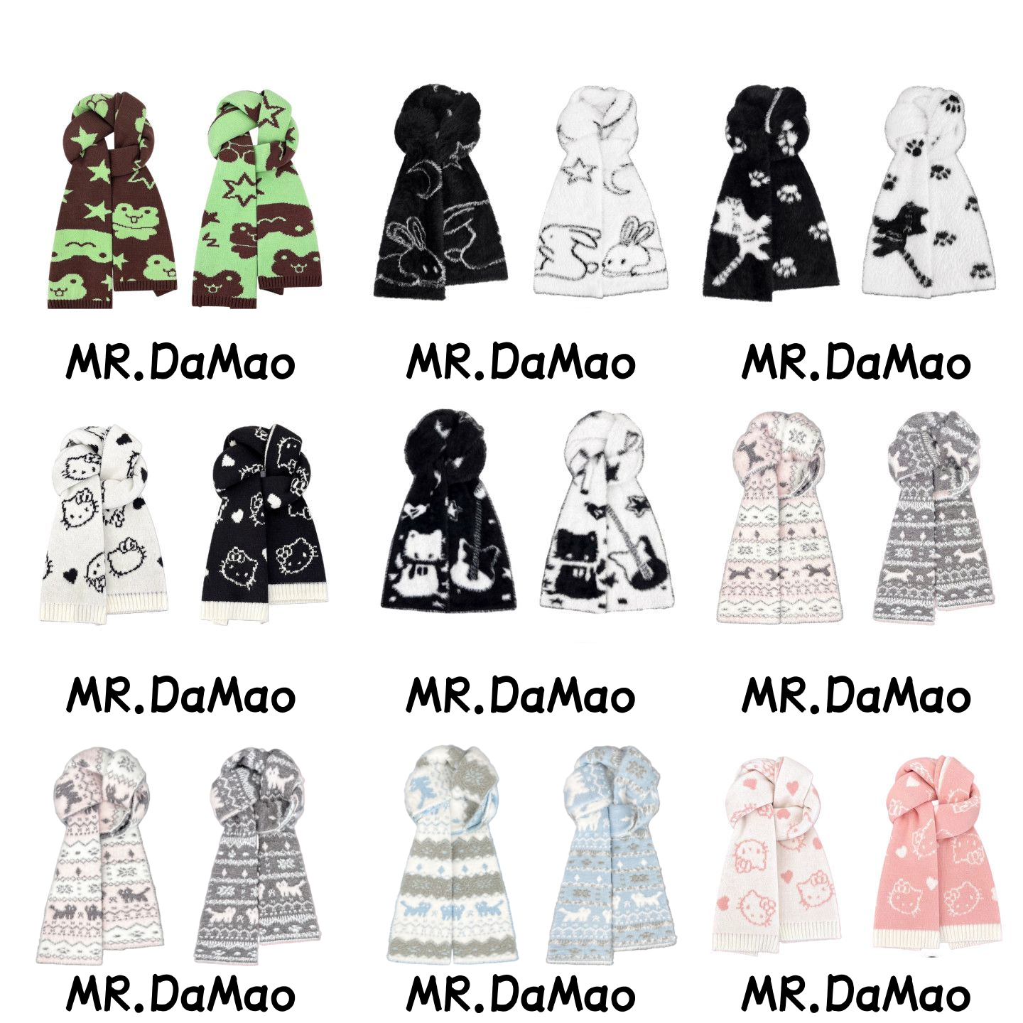 双面可戴围巾系列黑白毛绒围巾女秋冬保暖防寒情侣护颈围脖男潮