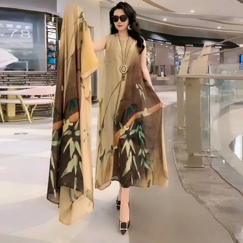 洋气夏季显瘦大码裙子两件套