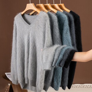 云朵拉绒！口碑福利款 无缝100纯山羊绒衫男秋冬V领针织打底衫