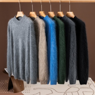 云朵拉绒！口碑福利款 无缝100纯山羊绒衫男秋冬半高领针织打底衫