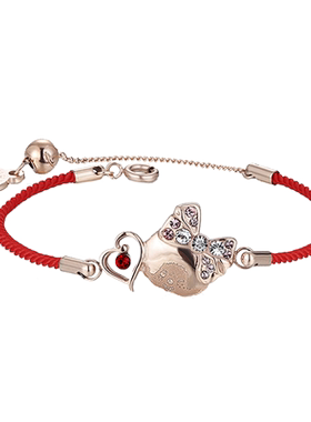 萌趣趣风桃心细款礼物红手绳