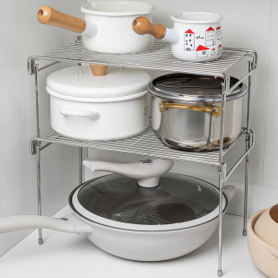 出口日本304不锈钢厨房置物架可叠加台面碗架