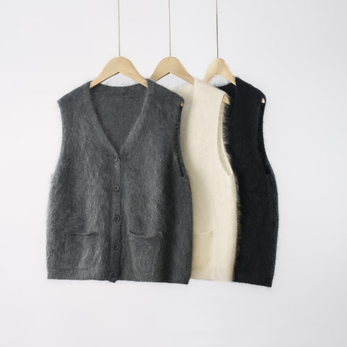 【sky盖盖专享】纯山羊绒拉绒V领无缝一体马甲DC8506