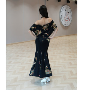ZS摩登舞服半身成人女国标舞艺考裙舞蹈练习包臀性感鱼尾长裙 M49