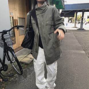 MRDONG韩国代购东大门直播男女重工立领水洗小众宽松野战风衣外套