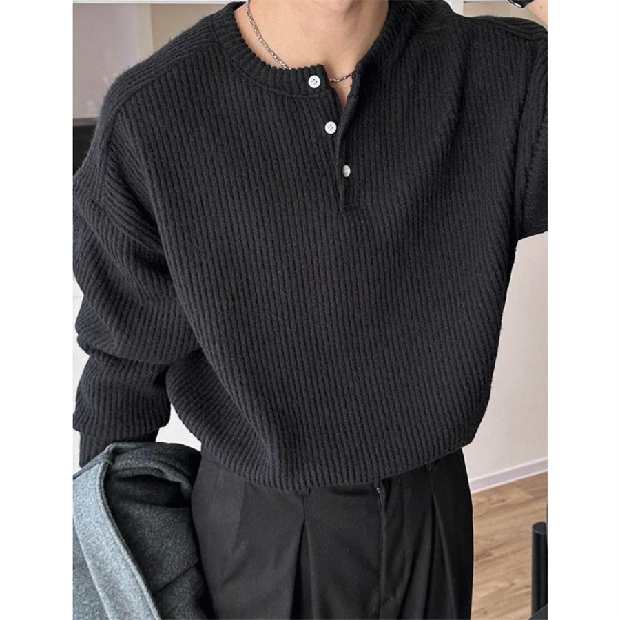 MRDONG韩国代购男装亨利领冬季柔软加厚百搭多色坑条圆领针织毛衣,男装,针织衫/毛衣,淘宝优惠券,粉丝福利购,淘宝优惠卷