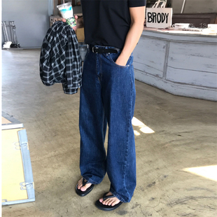 阔腿直筒牛仔裤 MRDONG韩国男装 水洗四色设计师宽版 复古风经典 代购