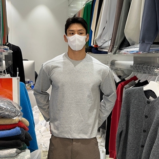 打底长袖 直播LAINE高档精梳棉坚韧设计师压线短款 T恤 代购 韩国男装