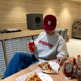 简约英文印花宽松圆领卫衣 ins休闲设计师时尚 MRDONG韩国男装 代购