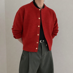 韩国男装代购直播福利秒杀OWN900g重工纹理圆领设计轻奢开衫外套