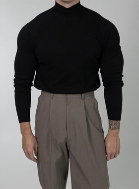 MRDONG韩国男装代购半高领秋冬cleanfit轻熟舒适弹力针织打底毛衣