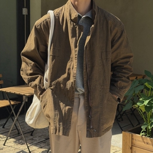 MRDONG韩国代购东大门男装直播DUDE重工3色纯棉短款风衣宽松外套