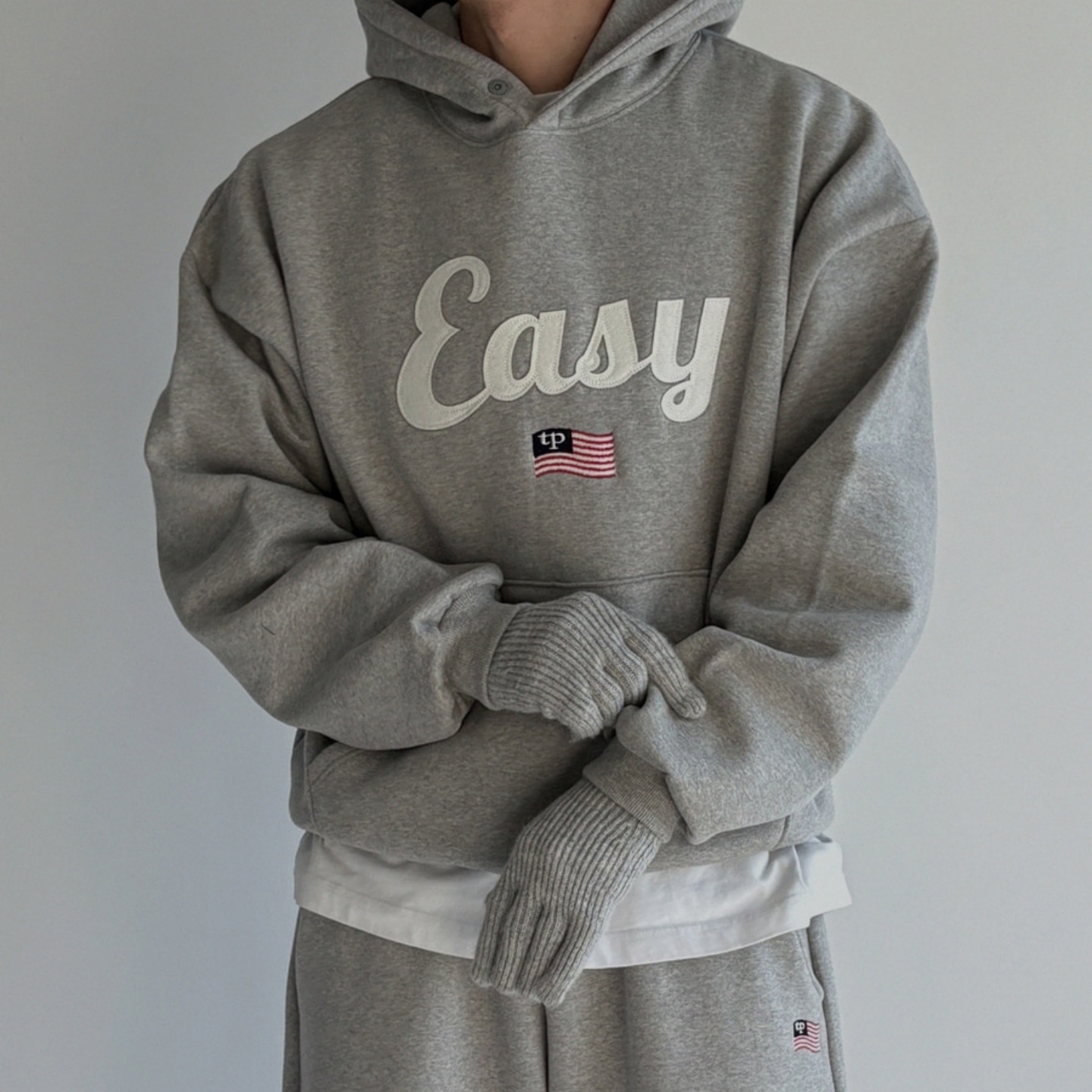 韩国男装字母贴布绣美式国旗卫衣