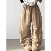 pants拼接高品棉质长裤 MRDONG韩国代购 cotton wide 轻奢 section