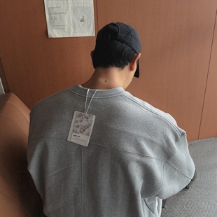 MRDONG韩国代购东大门男装直播LAINE重工高捻棉压线秋冬圆领卫衣
