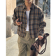 衬衫 MRDONG韩国男装 轻熟宽松长袖 秋冬复古vibe休闲格子纹短款 代购