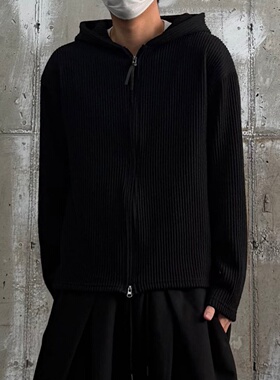 MRDONG韩国代购男装罗普罗纹连帽针织拉链外套慵懒氛围休闲开衫