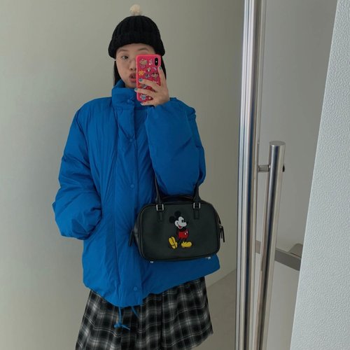 福利秒杀韩国代购直播UNC高品鸭绒重工立领男女设计师羽绒服外套