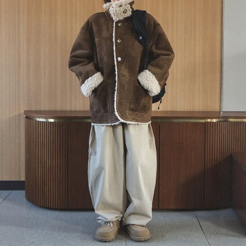 韩国代购皮毛一体麂皮双面穿大衣