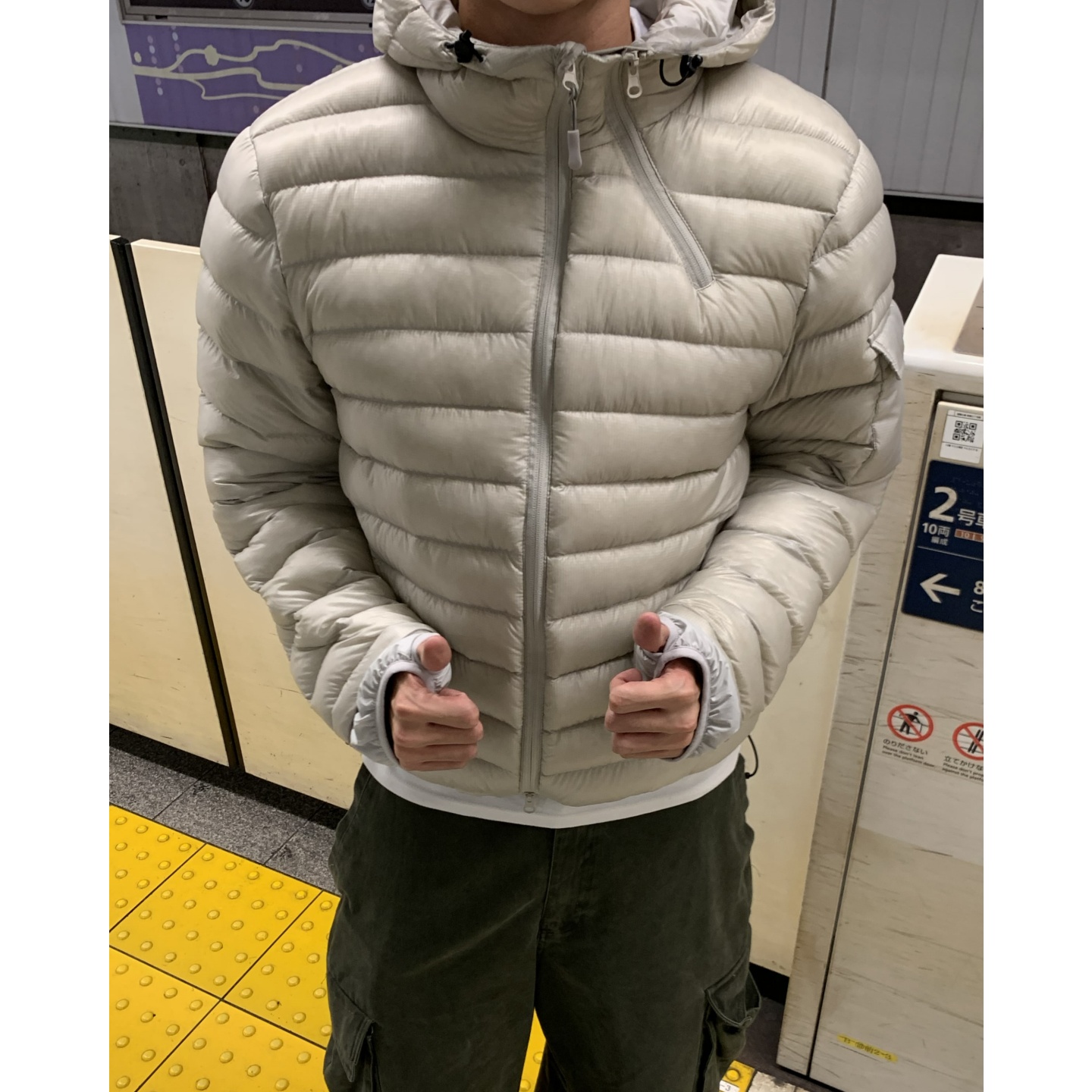 韩国男装鸭绒套指轻量排骨羽绒服