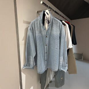 韩国代购男装直播BALLOW重工纹理水洗设计师小众春季棉质衬衫外套