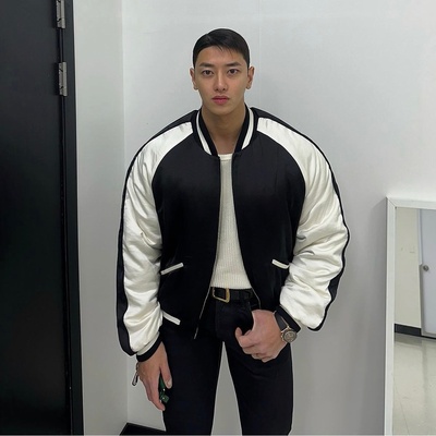 韩国男装代购直播福利秒杀AVEC重工百货级棒球服撞色棉服夹克外套