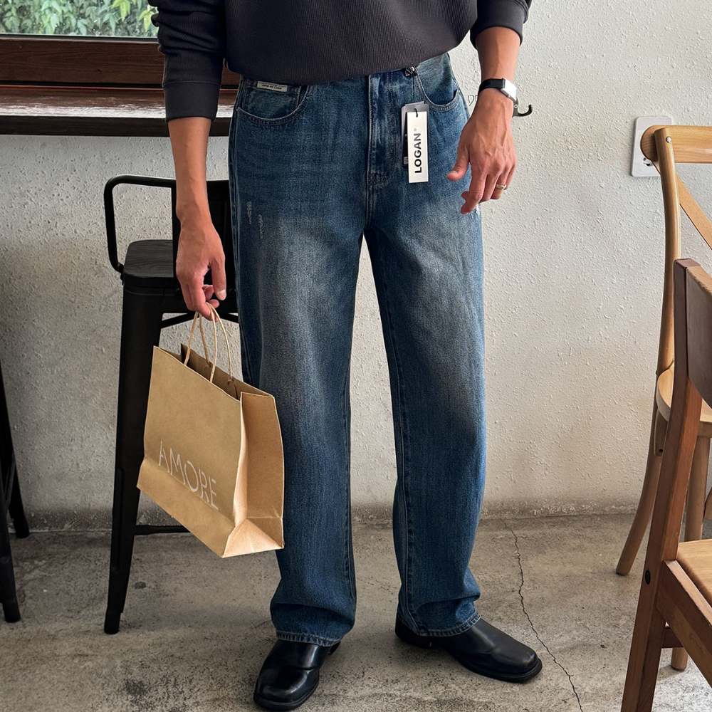 韩国男装高档面料水洗轻奢牛仔裤