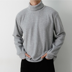 T恤 可翻高领毛绒套头高品秋冬打底长袖 MRDONG韩国代购 男装