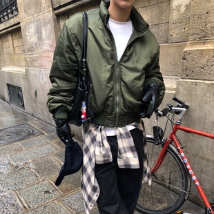 MRDONG韩国代购男装厚实光泽飞行棉服夹克立领设计冬季百搭保暖佳