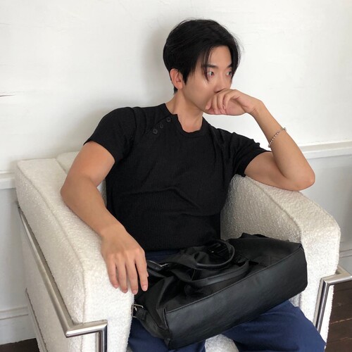 韩国代购插肩纽扣纹理针织短袖T