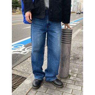 复古磨白垂感廓形裤 宽直筒水洗休闲牛仔长裤 型 男装 MRDONG韩国代购