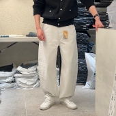 直播SALT秋冬纯棉抓绒重工黑白色阔腿弧形剪裁休闲裤 韩国男装 代购