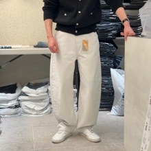 韩国男装代购直播SALT秋冬纯棉抓绒重工黑白色阔腿弧形剪裁休闲裤