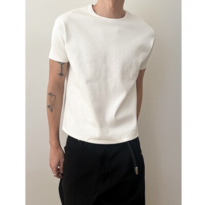 MRDONG韩国代购男装短款高奢短袖T恤水洗质地夏日街头层次风格强