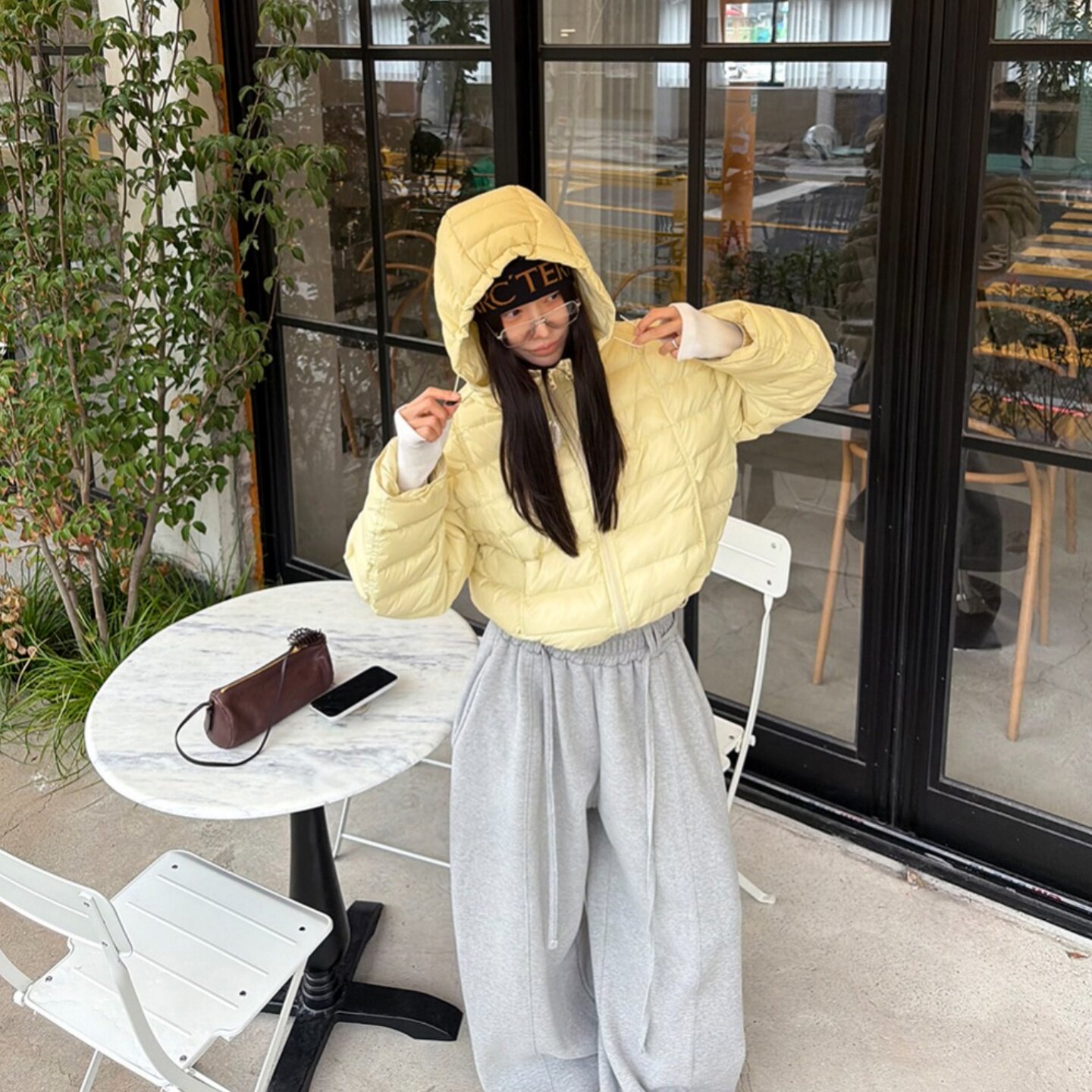 MRDONG韩国代购东大门女装糖果色短款鸭绒连帽轻盈绗缝羽绒服外套