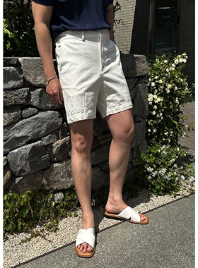 MRDONG韩国代购东大门男装LOGAN薄款轻熟风简约直筒膝上休闲短裤