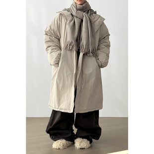jumper抽绳立领OS阔版 safari 中长棉服大衣外套 padding 韩国代购