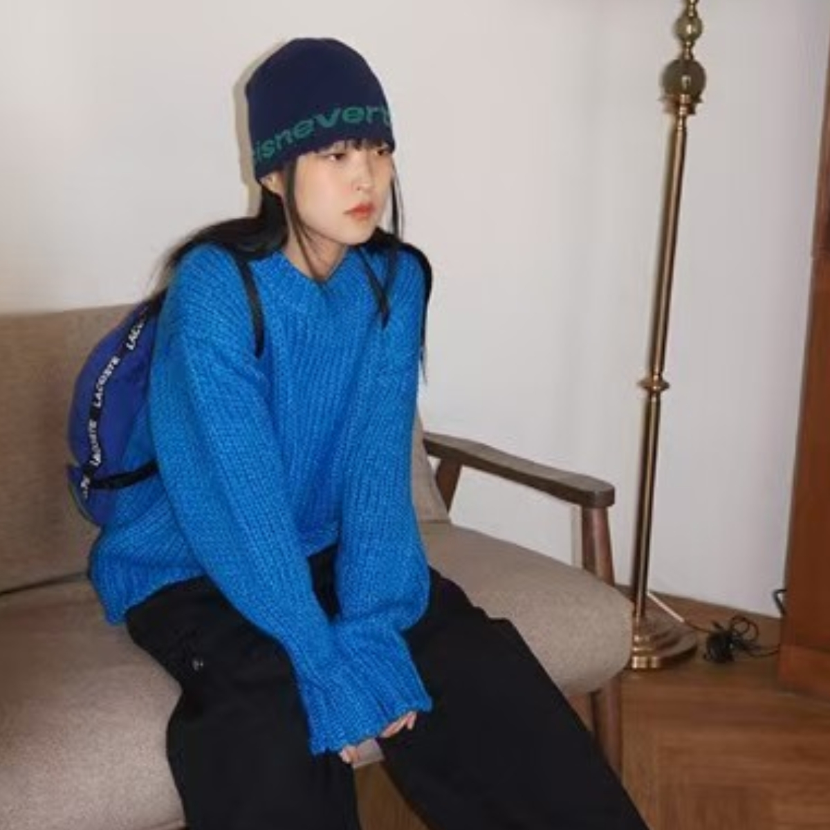 福利秒杀韩国代购直播阔版短款时尚设计感重工粗棒羊毛男女针织衫