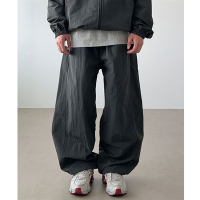 韩国男装双拼线阔腿可束脚休闲裤