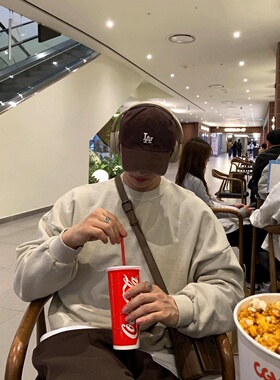 MRDONG韩国代购男装春重工做旧水洗纯色圆领卫衣宽松慵懒廓形上衣