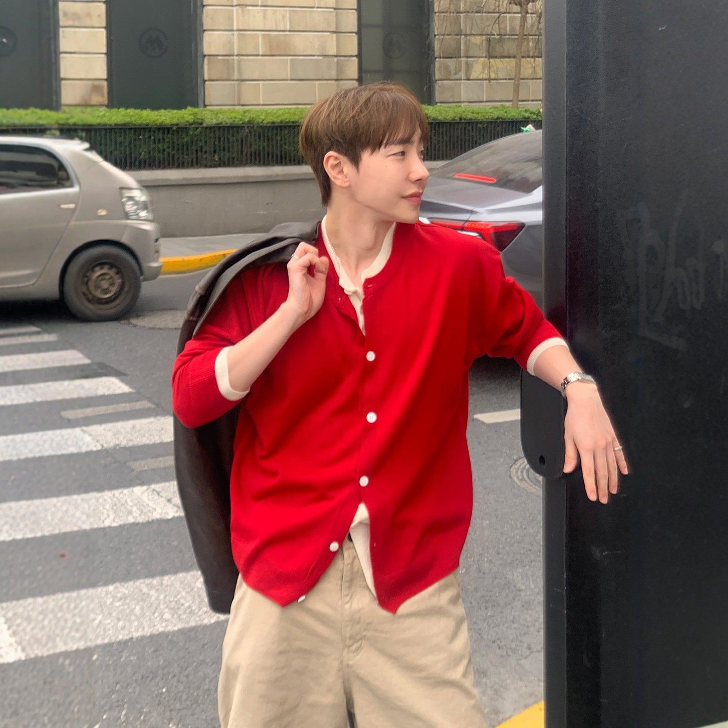 韩国代购男装直播福利秒杀MOLE假两件撞色气质小众高品针织开衫,男装,针织衫/毛衣,淘宝优惠券,粉丝福利购,淘宝优惠卷