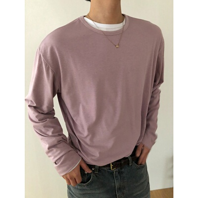 韩国代购基础纯色柔软亲肤长袖T