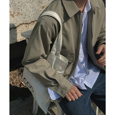 韩国代购高奢棉翻领短款工装夹克