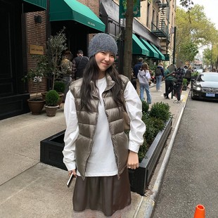 韩国代购直播福利秒杀MOOD重工轻量鸭绒羽绒服男女蓬松马甲外套