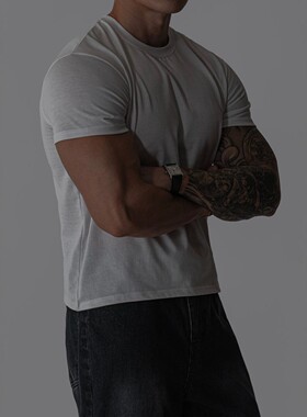 MRDONG韩国代购男装纯色轻奢春夏弹力短袖T恤修身肌肉打底上衣