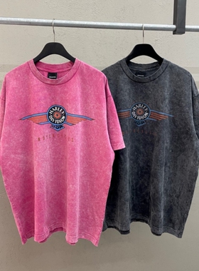 MRDONG韩国代购男装哈雷一九零三年翼标水洗褪色街头宽松短袖T恤