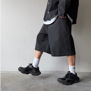 型 休闲宽松显瘦裤 MRDONG韩国代购 男女VOTUS高腰五分阔腿短裤