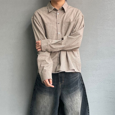 韩国代购短版衬衫翻领利落轻奢