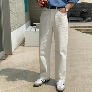 高档品牌面料斜纹棉轻熟简约风宽松直筒牛仔裤 代购 MRDONG韩国男装